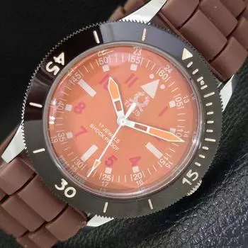 40 ММ ВОССТАНОВЛЕННЫЕ ШВЕЙЦАРСКИЕ МУЖСКИЕ ЧАСЫ TITUS С ПОВОРОТНЫМ БЕЗЕЛЕМ И ОРАНЖЕВЫМ ЦИФЕРБЛАТОМ 430543-2 R103-a430543