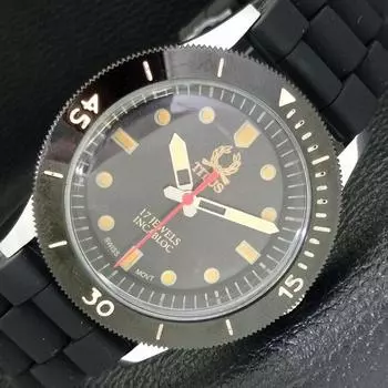 40 ММ ВОССТАНОВЛЕННЫЕ ШВЕЙЦАРСКИЕ МУЖСКИЕ ЧАСЫ TITUS С ПОВОРОТНЫМ БЕЗЕЛЕМ И ЧЕРНЫМ ЦИФЕРБЛАТОМ a430729-2 R104-a430729