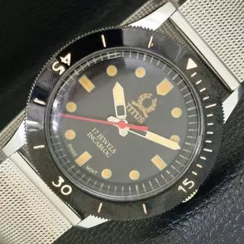 40 ММ ВОССТАНОВЛЕННЫЕ ШВЕЙЦАРСКИЕ МУЖСКИЕ ЧАСЫ TITUS С ПОВОРОТНЫМ БЕЗЕЛЕМ И ЧЕРНЫМ ЦИФЕРБЛАТОМ a430794-2 R104-a430794