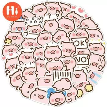 40 наклеек с изображением поросенка, милые детские награды, мультяшные материалы для справочника, чашка для воды, чемодан, наклейки для справочника