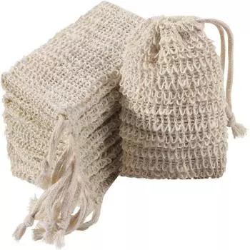 40 Pack Soap Exfoliating Bag Pouch Soap Saver Natural Ramie Soap Bag Hand Made Soap Bag Mesh Soap with Drawstring for Bath & Shower Use