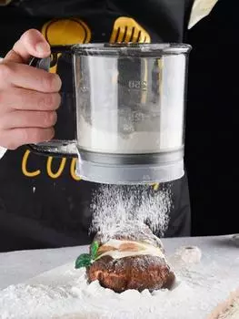 40 ячеек полуавтоматический фильтр-сито сито для муки для торта ручное сито для муки для выпечки мерный стакан кухонная выпечка с весами серый