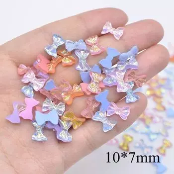 40 шт. 10*7 мм красочный мини-галстук с бантом, кабошон, скрапбукинг, сделай сам, камень из смолы для дизайна ногтей, орнамент, нашивки, аксессуары разноцветный