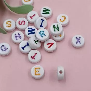 40 шт. 10 мм белые красочные буквы DIY свободные бусины для изготовления ювелирных изделий кулон ярких цветов ожерелье браслет разноцветный