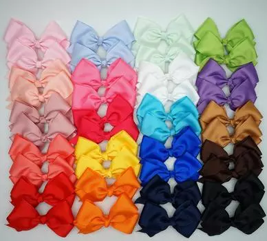 40 шт. 4-дюймовых однотонных бантиков для волос с резьбой, заколки для косичек для маленьких девочек, заколки-крокодильчики, аксессуары для тонких детских волос