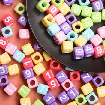 40 шт. 5,5 мм разноцветные акриловые кубические квадратные бусины с цифрами для браслета, ожерелья, изготовления ювелирных изделий, модные аксессуары ручной работы из бисера