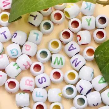 40 шт. 8*9 мм модные цилиндры с алфавитом, бусины с большими отверстиями, акрил, сделай сам, для браслета, ожерелья, аксессуары с буквами, подвески для изготовления ювелирных изделий