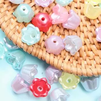 40 шт. 9*6,7 мм, модный сосуд для цветов ландыша, акриловые свободные бусины для серег «сделай сам», брелок, материал ручной работы, аксессуары для изготовления ювелирных изделий разноцветный