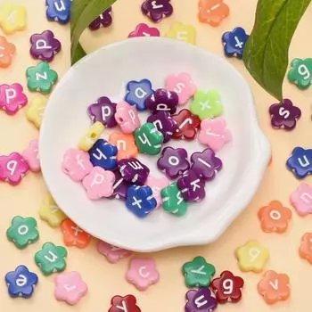 40 шт., акриловые бусины с буквами в виде цветов, 10,5 мм, для изготовления ювелирных изделий своими руками, браслет, ожерелья