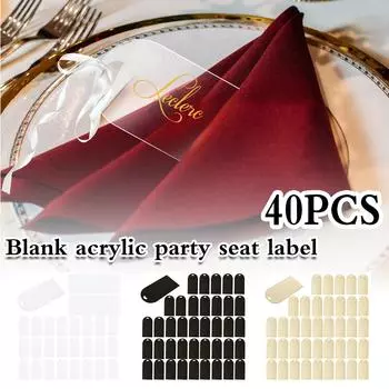 40 шт. Акриловые карточки с указанием места, прямоугольные акриловые карточки с именем, пустые карточки с указанием места, декоративные акриловые заготовки для самостоятельного изготовления, свадебные карточки, зарезервированные