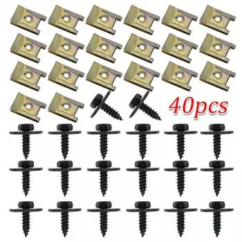 40 шт. автомобильных крыльев, бамперов, крестообразных винтов, шасси, защиты двигателя, металлических гаек/винтов, шайб, U-образный зажим для BMW E46 E92 E90 F10