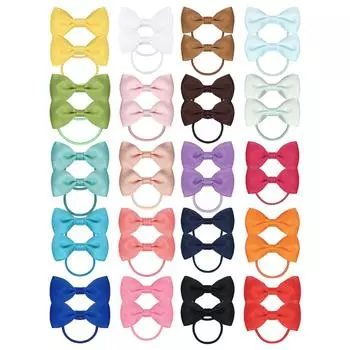 40 шт. бантики для волос для девочек, 2-дюймовые банты из лент Grosgrain, эластичные резинки для волос, держатели для хвостиков для малышей, детей, подростков красный