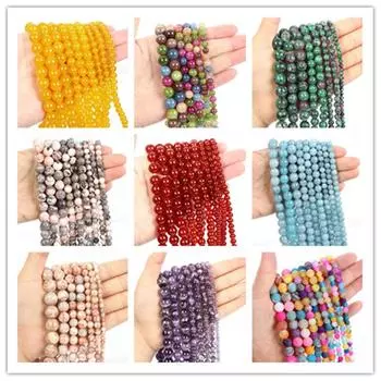 40 шт., бусины из натурального камня, синий тигровый глаз, агат, бирюза, розовый кварц, лазурит, нефрит, опал, круглые свободные бусины для изготовления ювелирных изделий, браслет «сделай сам», 8 мм blue Howlite