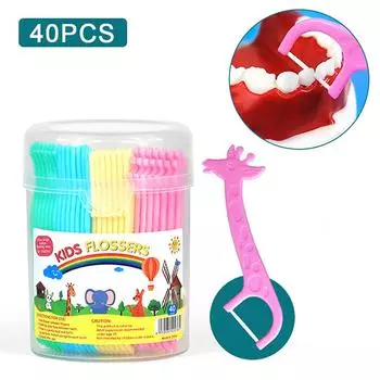 40 шт. детская зубная нить с четырьмя мультяшными животными в форме зубочисток межзубная нить для чистки зубов инструмент супер тонкая нить-палочка