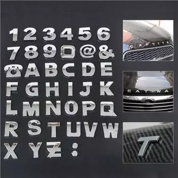 40 шт. DIY 3D Chrome эмблема автомобиля наклейки алфавит буква номер символ значок слова наклейка авто Стайлинг автомобильная наклейка автомобильные аксессуары