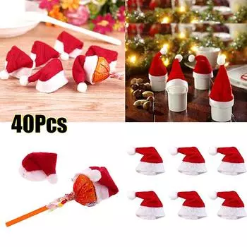 40 шт. DIY украшения Мини Санта шляпы рождественские аксессуары леденцы конфеты для вечеринки милые ручная работа