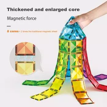40 шт./компл. красочный набор магнитных плиток, прозрачные геометрические формы, строительные блоки, магниты, дошкольные образовательные кирпичи, строительные игрушки для малышей, мальчиков и девочек, подарок 40pcs