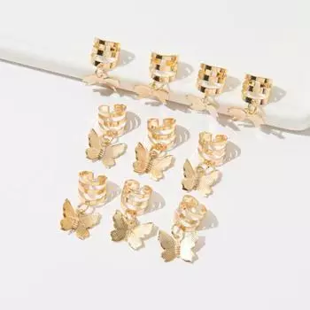 40 шт./компл. ослепительные кольца для плетения волос, набор звездных бабочек, подвеска в виде сердца, выдалбливают плетение волос, металлические манжеты, кольца для волос, аксессуары