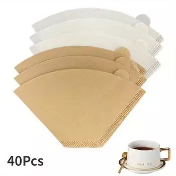 40 шт. конусных кофейных фильтров, бумажные кофейные фильтры, 2-4 чашки, одноразовые бумажные фильтры для капель для кофеварки, аксессуары кофейный