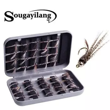 40 шт., крючок для нахлыста, коробка для наживки, лососевые мушки, форель, влажная и сухая приманка для рыбалки нахлыстом, рыболовные снасти 40pcs and box