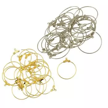 40 шт. круглые обручи из бисера, серьги-крючки, соединители, фурнитура «сделай сам», серебро + золото 1 inch