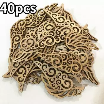 40 шт. крылья ангела, цветная древесная щепа, непористая нашивка, детские головоломки, материалы C1 40pc