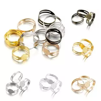 40 шт./лот, 7, 8 мм, 5 цветов, регулируемые пустые кольца, настройки, кольца с покрытием, кабошон, основа для колец «сделай сам», аксессуары для изготовления ювелирных изделий 7mm