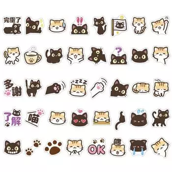 40 шт./лот, наклейки с изображением котенка, озорной черный кот, кавайный белый кот, детская наклейка, сделай сам, канцелярские принадлежности, бутылка, украшение для ноутбука