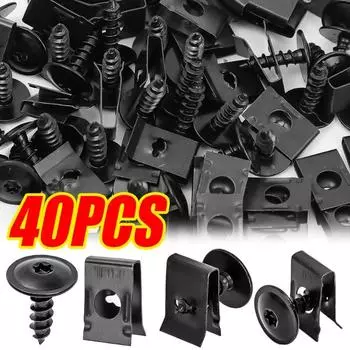 40 шт. металлические U-образные прокладки, комплект саморезов, автомобильные саморезы, крепежные детали, универсальные аксессуары для модификации авто, мотоцикла 1pcs