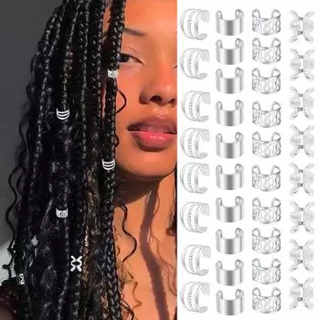 40 шт. металлические зажимы для манжет, трубочки для косичек, многофункциональные косички, бусины для волос, дреды, кольца для волос для мужчин золотой