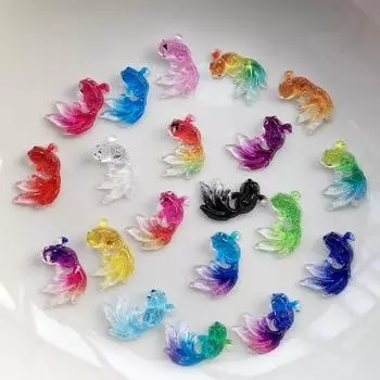 40 шт., милая золотая рыбка, плоская задняя часть, акриловая вода, сделай сам, декоративные аксессуары, украшения для ногтей разноцветный