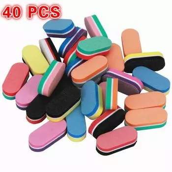 40 шт., мини-микс, красочные пилочки для ногтей, губка для шлифования, профессиональные маникюрные буферные пилочки, инструмент для полировки ногтей Black&Red