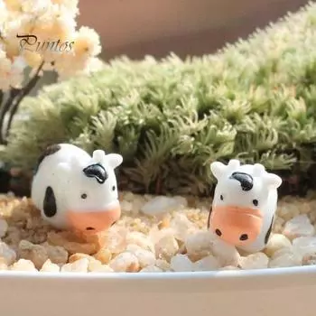 40 шт., миниатюрные фигурки коровы из смолы, яркий внешний вид, мини-статуи коровы, милые садовые украшения в виде коровы, модель животных, миниатюрный сказочный сад Cow