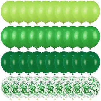 40 шт., набор зеленых воздушных шаров, металлический воздушный шар с конфетти, джунгли, сафари, животные, украшения для дня рождения, подарки для детского душа для мальчиков и мальчиков