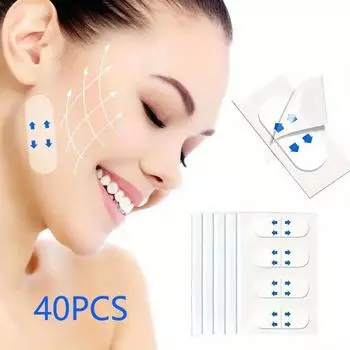 40 шт. невидимая лента для подтяжки лица бесшовные прозрачные полоски для подтяжки кожи от двойного подбородка и ухода за лицом 40PCS