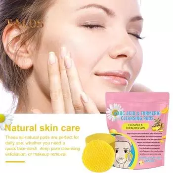 40 шт. очищающих дисков с койевой кислотой для удаления темных пятен и макияжа, спрессованные спонжи для лица с куркумой, мягкое очищение пор, отшелушивание, очистка лица, хлопок 40pcs