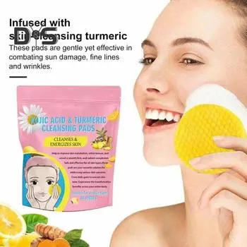 40 шт. очищающих дисков с койевой кислотой для удаления темных пятен и макияжа, спрессованные спонжи для лица с куркумой, мягкое очищение пор, отшелушивание, очистка лица, хлопок 40pcs