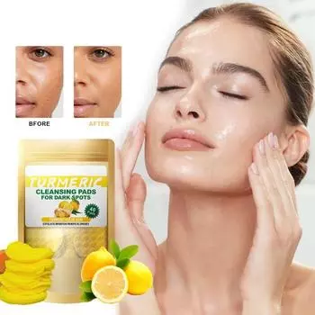 40 шт. очищающих дисков с койевой кислотой для удаления темных пятен и макияжа, спрессованные спонжи для лица с куркумой, мягкое очищение пор, отшелушивание, очистка лица, хлопок 40pcs