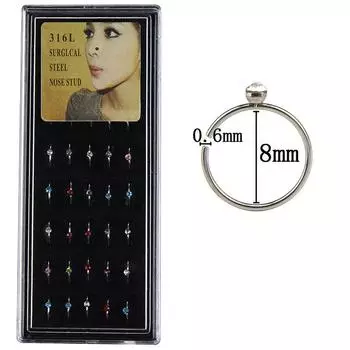 40 шт. оптом многослойные серьги-гвоздики из нержавеющей стали для носа, кольца для пирсинга тела золотой