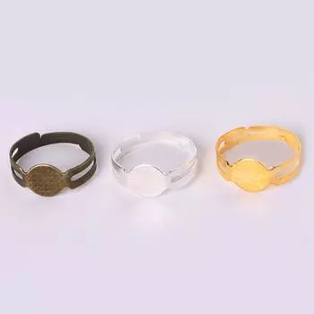 40 шт. открытое кольцо с подушечкой, регулируемая 18 мм, плоское основание кольца, золото, серебро, бронза, покрытие для изготовления ювелирных изделий золотой