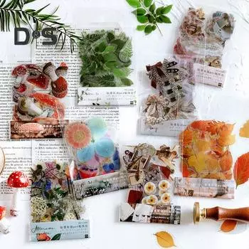 40 шт. ПЭТ-наклейки, растения, цветы, грибы, 8 тем, 20 узоров, наклейки, конверт для ноутбука, чехол для телефона, украшение для бутылки с водой B