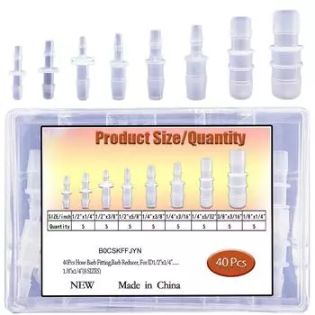 40 шт. Пластиковые штуцеры для шлангов разных размеров, адаптеры для трубок для водяных, воздушных, газовых насосных систем, прочные пластиковые материалы
