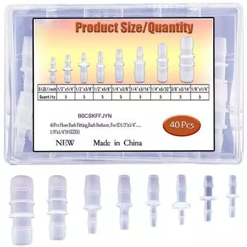 40 шт. Пластиковые штуцеры для шлангов разных размеров, адаптеры для трубок для водяных, воздушных, газовых насосных систем, прочные пластиковые материалы