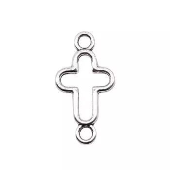 40 шт., подвески с полым крестом, кулон, ювелирные изделия, античное серебро, цвет 20х11 мм