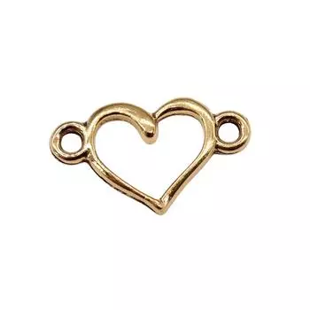 40 шт., подвески с полым сердечком, подвески, античное золото, цинковый сплав, 15X9 мм