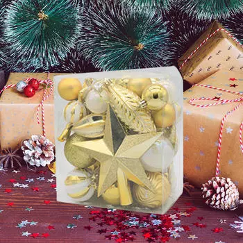 40 шт. подвесных украшений для рождественской елки, шаров, декоративных безделушек Champagne Gold