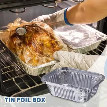 40 шт. Прямоугольная миска и тарелка из жести, фольгированная, алюминиевая фольга, изоляционная коробка для ланча One Size