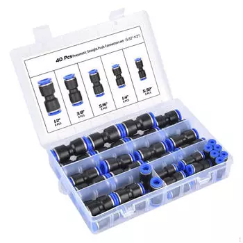 40 шт. прямых нажимных соединителей 5/32 1/4 5/16 3/8 1/2 для воздушных шлангов