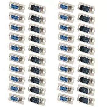 40 шт. разъем RS232 DB9 Core Female Blue Monitor Plug Socket Industrial Accessories