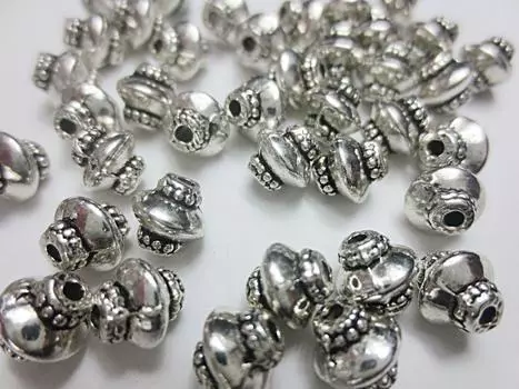 40 шт. разделительные бусины серебряные антикварные счеты форма 7 мм металлические детали Huey H635 для поделок